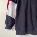 Missguided  Navy Blue Stripe Sleeve Terrycloth V-Neck Sweatshirt size 6 Small Photo 1