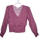 Daisy  & Delilah Pink Cropped V Neck Smocked Blouse Size M Photo 0