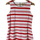 Anthropologie  Mauritius Sleeveless Peplum Striped Top in Red White, Small Photo 1