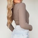 Lane 201  Ribbed Long Sleeve Top- Mocha/Taupe Photo 1