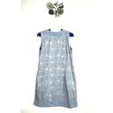 Gretchen Scott  Size XS Blue Silver Starburst Print Sleeveless Shift Dress Pocket Photo 4