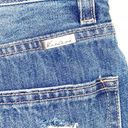 Bermuda KanCan Dark Wash Distressed  High Waist Button Fly Raw Hem Jean Shorts Photo 7