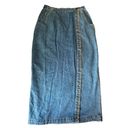 American Vintage Vintage 90’s Stonebridge long faux wrap blue denim skirt side pockets size 4 P Photo 5