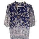 Angie  Puff Sleeve Smocked Popover Top Womens Size S Embellished Boho‎ Multicolor Photo 9