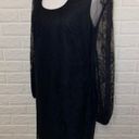 Trina Turk  Lace Overlay Mini Dress Cut Out Neckline Sheer Balloon Sleeve Black 4 Photo 5