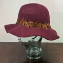 American Eagle  100%  Wool Felted Burgundy Boho Floppy Hat Feathers Indie Chic OS Photo 2