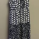 Loft  Navy White Polka Dot V-Neck Ruffled Flowy MIDI Dress- Medium Photo 2