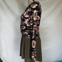 Urban Girl  Womens Twist Front Top Size Small Floral Rose Black Long Sleeve Crop Photo 87