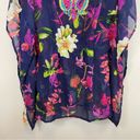 Rise & Bloom Embellished Neckline Floral Kimono Sleeves Swim Cover Up Navy M Size M Photo 3