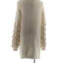 Simply Couture  Oversized Beige Open Knit Pom-Pom Sleeve Sweater Cardigan Photo 10