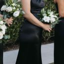 Lulus Black Satin One-Shoulder Maxi Dress Photo 0