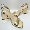 BP  Sandals Womens Size 5 Gold Parker Ankle Strap Chunky Triangular Heels Photo 6