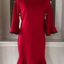 Krass&co NY &  Stretch Red Bell-Sleeve Dress w/Black Trim, Size M Photo 9