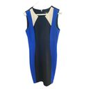 Tommy Hilfiger  Dress Size 8 Blue Black Color Block Sheath Crepe Scuba Stretch Photo 2