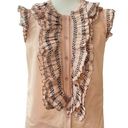 Oscar de la Renta  Pink Silk Ruffle Blouse, Size 2/4 Photo 0