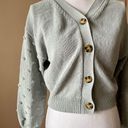 The Moon  & MADISON | Sage Green 3D Polka Dot Knit Cropped Cardigan Sweater Sz M Photo 2