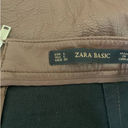 ZARA Skirt Women L Brown A-line Exposed Back Zipper Faux Leather Mini Lined Photo 1