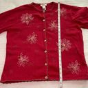Talbots PL  Red Cardigan with Floral Embroidery Photo 6