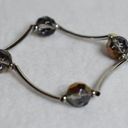 Cookie Lee  2 Tone Gold/Clear Beads Silver Tone Bar Stretch Bracelet Like New Photo 0