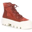 Gianni Bini New  Rust Red Leather Platform Lug Sole Boot Sneaker High Top Size 7 Photo 5