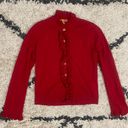 Tory Burch Red Ruffle Button Down Cardigan Photo 0