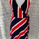 EXPRESS women M v-cut tank top wrap dress w/side tie red blue & white Photo 0