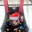 love on a hanger  Women's Black Christmas Kitty Cat Velour Overalls Sz Small Photo 3