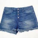 Mossimo Denim  Women High Rise Shorts Blue Size 8 Power Stretch Cut Off Button Photo 0