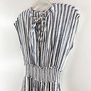 Rails  Ashlyn Rio Striped Cap Sleeve Smocked Tie Neck Midi Dress Blue White XS Photo 8