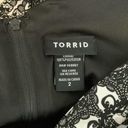 Torrid  Black And White Lace Print Sateen Peplum Top 2X Photo 8