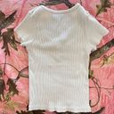 Brandy Melville white ribbed button up short sleeve top Photo 3