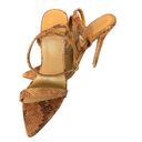 Michael Costello  Tan Snake Ankle Strap Sandal SIZE 7 Rhea Heel Python Stiletto Photo 7