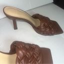 Marc Fisher  Braided Brown Leather Sz 6 1/2 Kitten Heel Sandal Photo 2