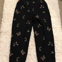 Talbots Embroidered Palm Trees Pagodas Silk Blend Cropped Pants Black 8 Photo 0