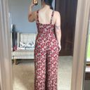 American Eagle Red Floral Jumpsuit Photo 1