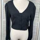 Kirious  (Los Angeles) Black Cropped Blouse Button Front Stretchy-Large Photo 0