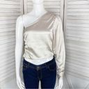 NA-KD  Reborn Satin Shirred Side One Shoulder Crop Top Ivory XS 34 Photo 1