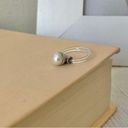 American Vintage Vintage “Nicolette” Pearl Pinkie Ring White Silver Clear Minimal Neutral Simple Photo 4