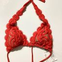 PilyQ New. /PQ red lace halter bikini top. Large. Retails $84 Photo 3