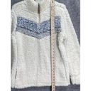 Weatherproof  Vintage Womens Faux Sherpa Pullover Sweater S Cream Chevron 1/4 Zip Photo 9