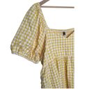 Old Navy  Dress Womens XXL Seersucker Sweetheart Neck Gingham Puff Sleeve Yellow Photo 9