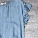 The Loft  Blue Chambray Ruffled Sleeveless Tiered Dress Womens S Relaxed Mini Shift Photo 2