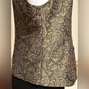 Anne Klein Anne Kline II Gold Olive Green Gray Paisley Fabric ButtonVest Sz 10. Full Lining Photo 5