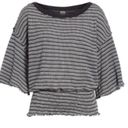 We The Free Free People ebony Tee peplum shirt top striped waffle knit oversized Large Photo 0