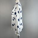 Eberjay Eberjey Women Button Up Long Sleeve Pajama Top Size XL White Blue Polka Dot Silk Photo 3