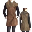 Sam Edelman Faux Suede Wool Blend Brown Shearling Collared Jacket - Large Photo 1