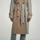 Avec Les Filles  Mixed Media Plaid Cotton Trench Coat Womens Size M Photo 0