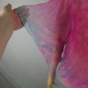 Alberto Makali  Sheer Tie Dye Blouse Split Tied Neck Flutter Kimono Sleeves Boho Photo 4