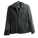 Bernardo  Black Washable Suede Leather Jacket Womens Petite M Pockets Collar Zip Photo 0