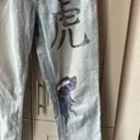 Unif  Custon Hand Painted Reworked Straight Leg Acid Washed Jeans 27 Small Doodle Photo 2